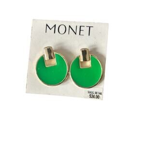 Monet green and gold earrings
